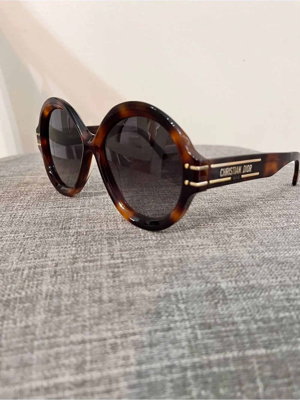 Dior Round Tortoiseshell Sunglasses with Dark Brown Lenses